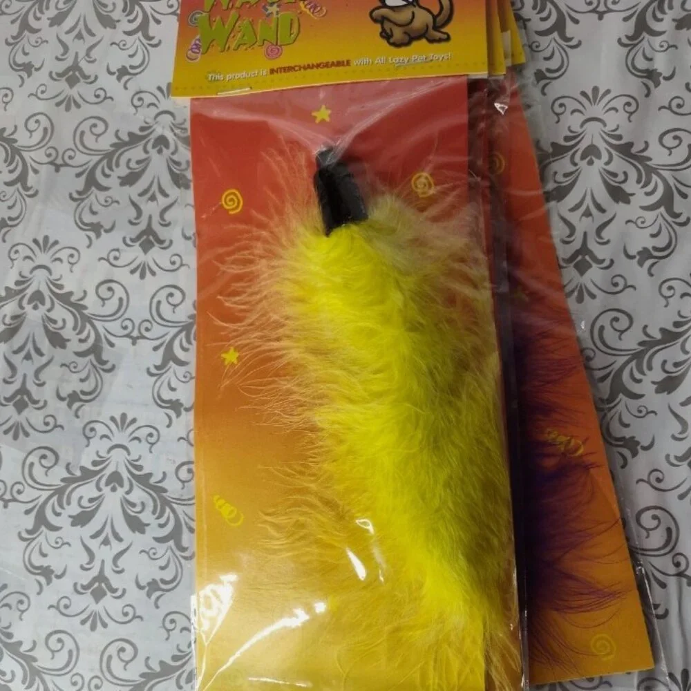 Lot of 3 Lazy Pet Interactive Tail Tease Cat Toy Orange, Purple, & Yellow C16